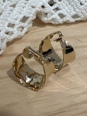 Vintage Gold Tone Egyptian Eye Hoop Clip Earrings Statement